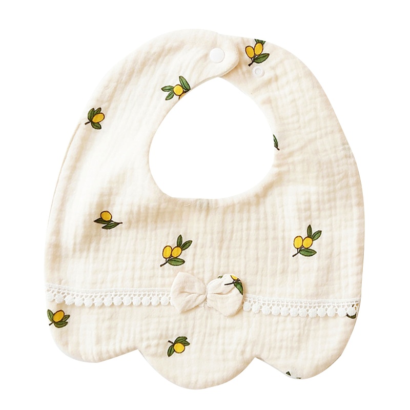 Yếm Ăn Cotton Họa Tiết Dâu Tây / Cherry Hoạt Hình Xinh Xắn Cho Bé