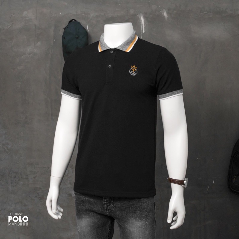 Áo thun basic phối viền thêu logo đinh ba Man02 Mandinni | BigBuy360 - bigbuy360.vn