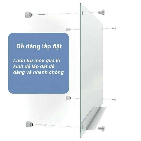 Bảng kính viết bút lông - bảng kính trắng cường lực 8mm, 80 x 120 cm