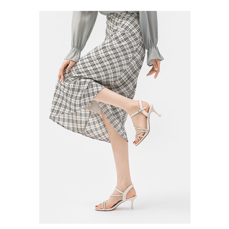 Sandal cao gót nữ dusto thười trang công sở đẹp cao cấp đính đá lấp lánh chắc chắn êm chân màu đen,be-SDDT015