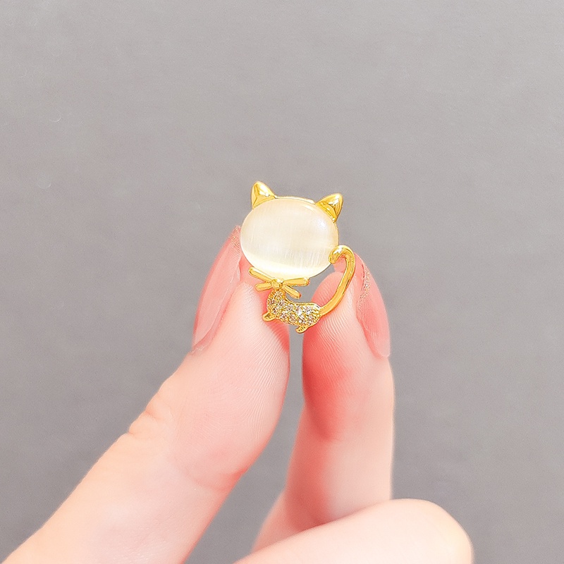 Ghim cài áo JIUDUOLAN thiết kế mèo hoạt hình đính đá opal nhân tạo thời trang đa năng dành cho nữ