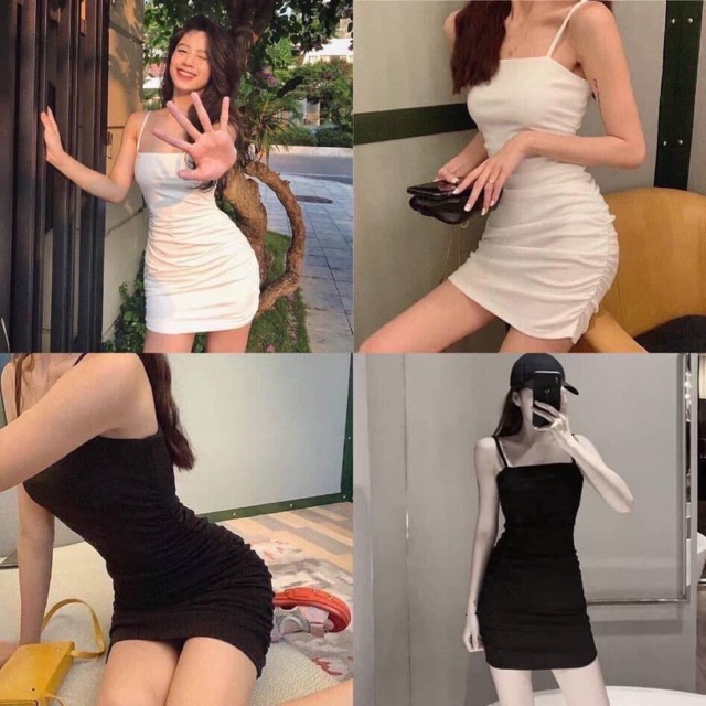 ĐẦM BODY HAI DÂY NHÚN SƯỜN KUTE