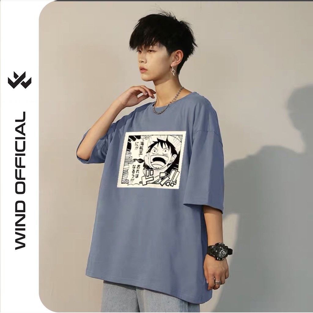 Áo thun tay lỡ Wind phông unisex form rộng Hải Tặc Mũ Rơm nam nữ oversize ulzzang