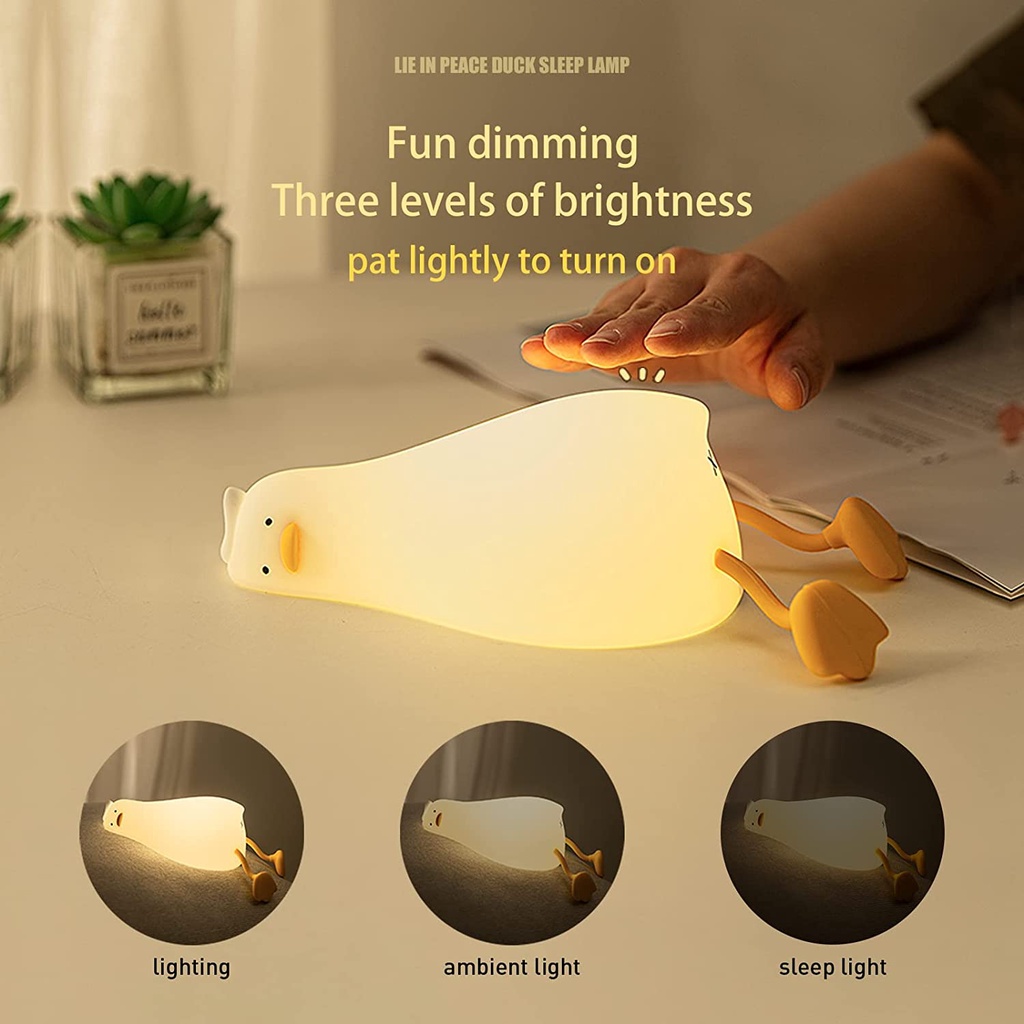 Đèn Ngủ LED Hình Vịt Con Silicon Dễ Thương Có Thể Điều Chỉnh Độ Sáng