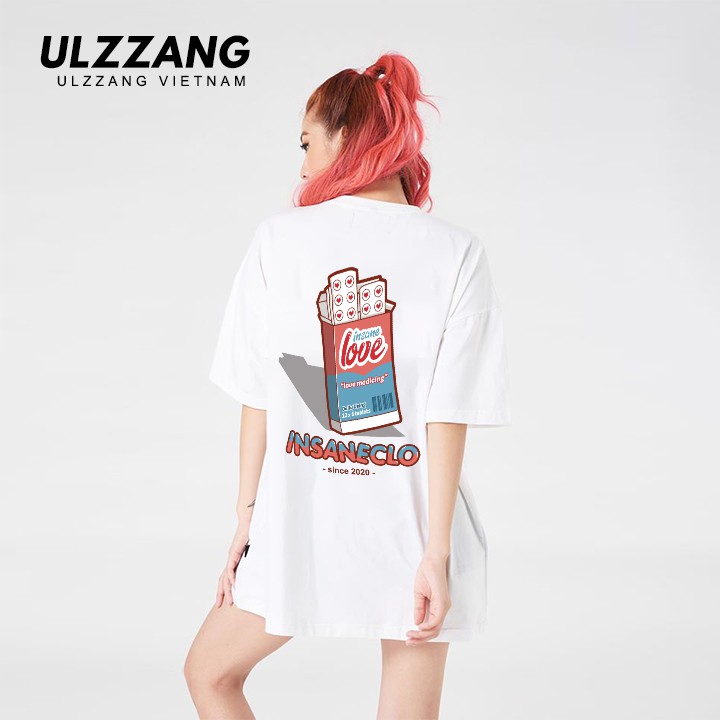 Áo thun tay lỡ ULZZANG cotton dáng unisex form rộng in hình thuốc tình yêu | BigBuy360 - bigbuy360.vn