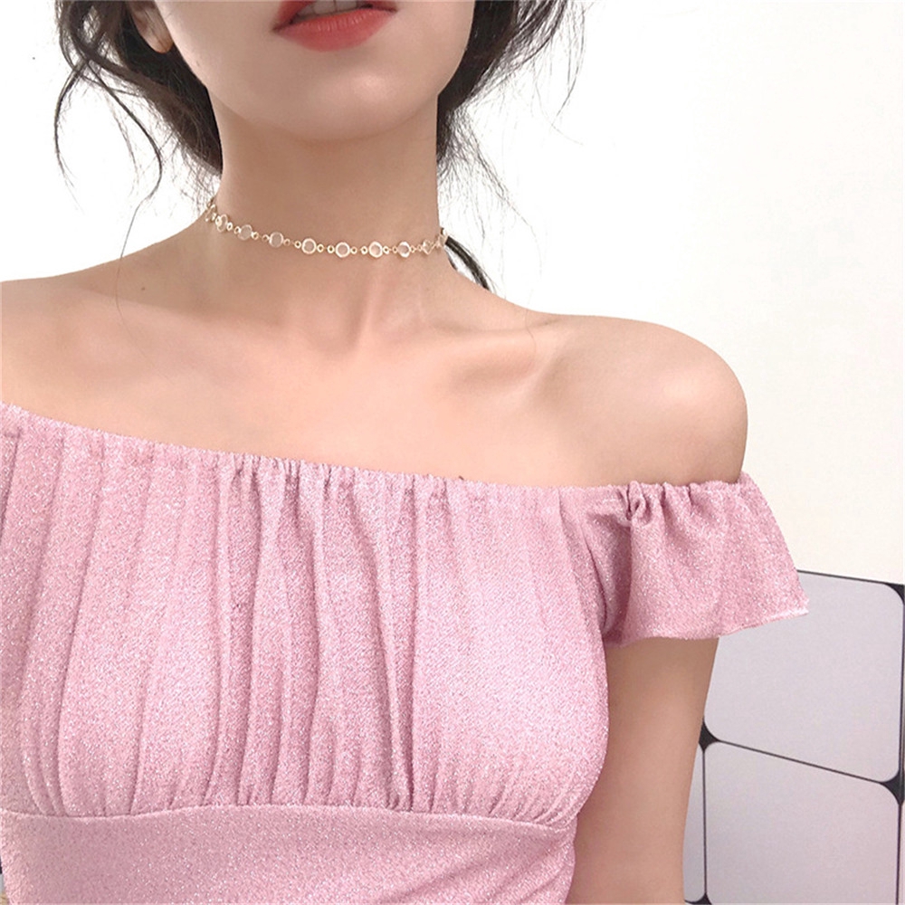 Dây chuyền dài mạ vàng đính đá thời trang cho nữ