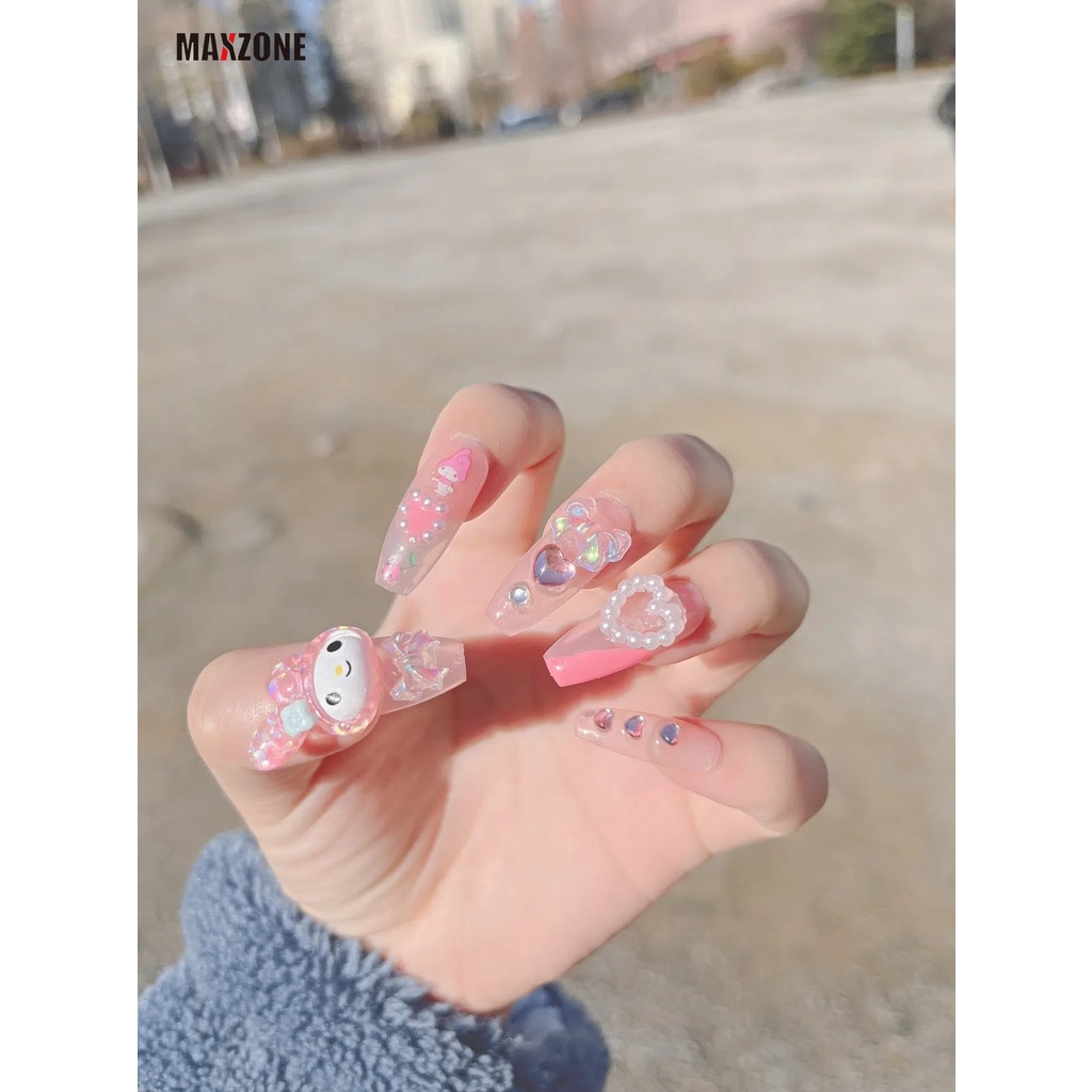 SANRIO Sticker Dán Móng Tay Hình Búp Bê Hoạt Hình 3D Dễ Thương