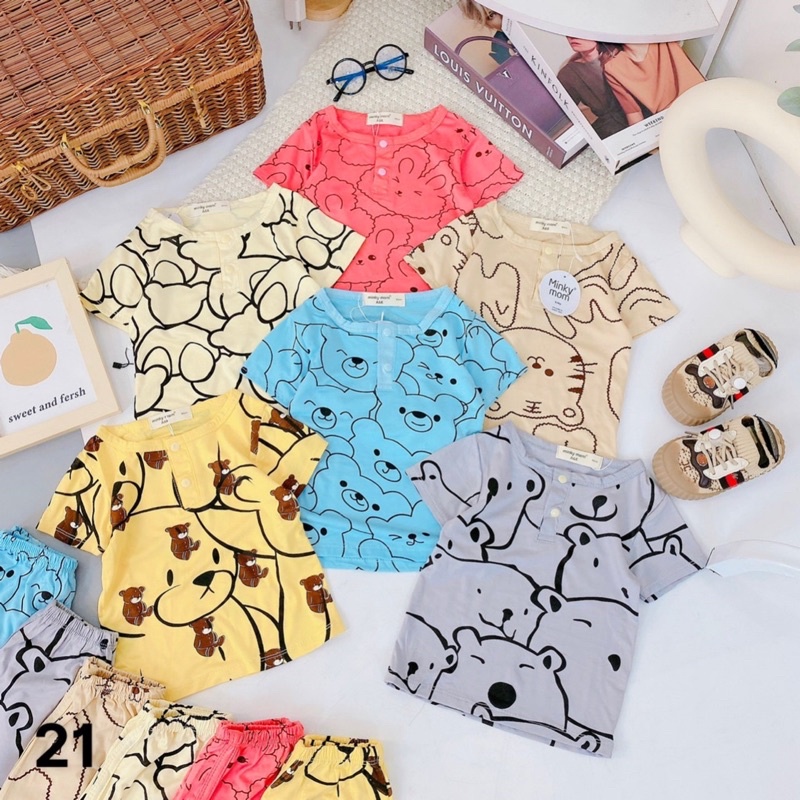 Đồ bộ cho bé trai bé gái, thun lạnh MINKYMOM , cộc tay cho bé mùa hè