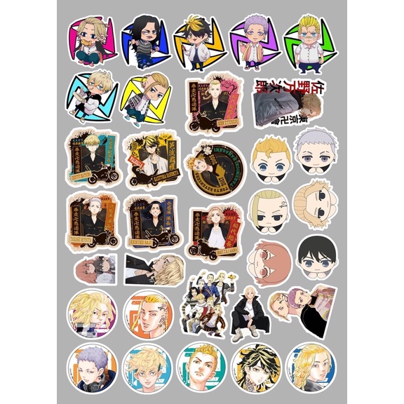 sét 33 sticker anime tokyo revengers ép lụa chống xước chống nước /hình dán takemichi