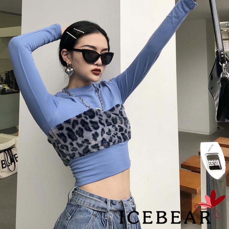 Áo thun tay dài họa tiết đốm da báo thời trang dành cho nữ