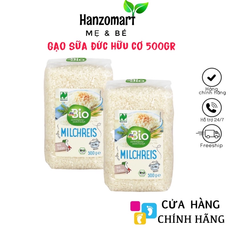 Gạo hữu cơ cho bé ăn dặm gạo sữa nguyên chất hữu cơ Bio Milchreis Đức 500gr