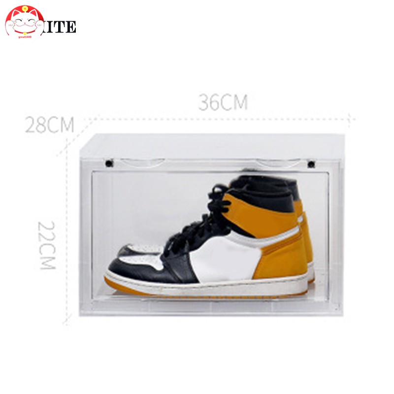 ✂GT⁂ Sneaker Shoe Box Acrylic Sneaker Display Box Shoes Storage Case Organizers Stackable Foldable