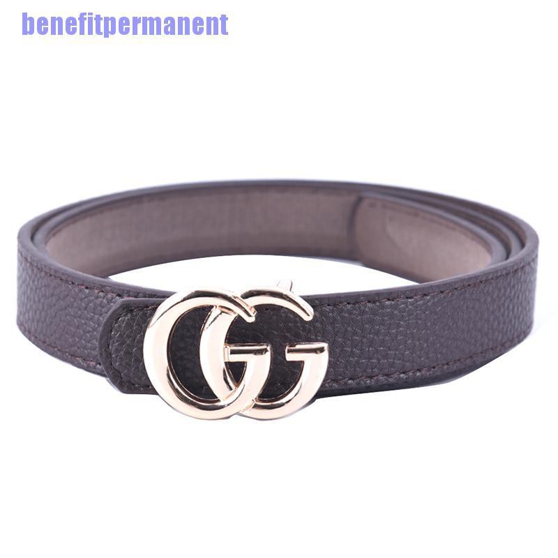 Benefitpermanent✹★ Women Fashion Double G Waist Belt Dress Belt Thin Gg Buckle Leather Waistband