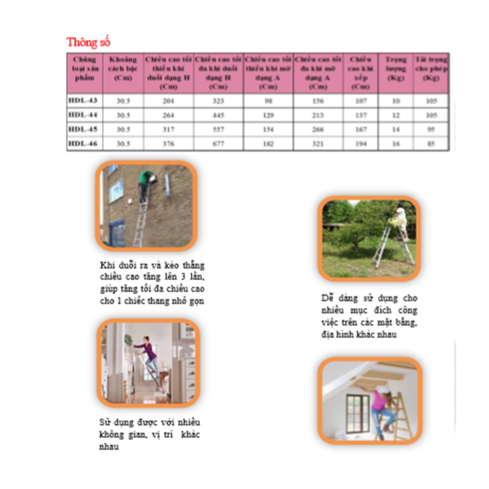 Thang nhôm rút đa năng HYUNDAI HDL-43 - Công nghệ HÀN QUỐC đạt tiêu chuẩn chất lượng cao...