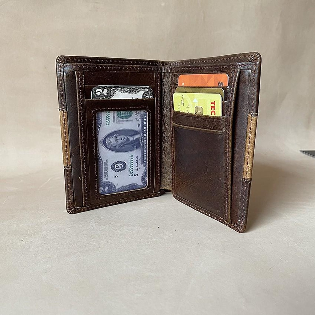 Ví nam cầm tay dạng đứng không logo thiết kế 3 sọc sang trọng độc lạ - VI0219