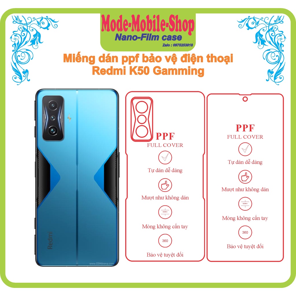 Miếng dán ppf chống trầy xước dành cho điện thoại redmi k50 gamming