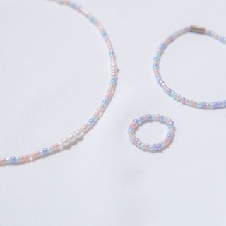 Handmade - Set vòng cổ vòng tay hat cườm pastel