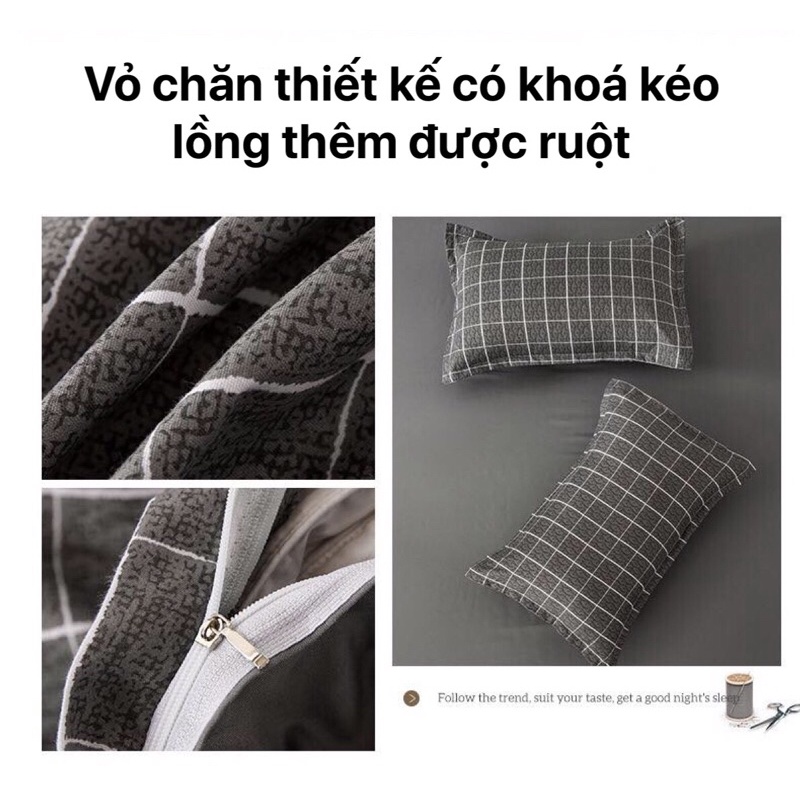 Chăn Ga Gối Đệm ❤️ cotton poly họa tiết kẻ đủ size đệm màu đen xám chăn ga gối hàn quốc nhập khẩu Mượt Decor