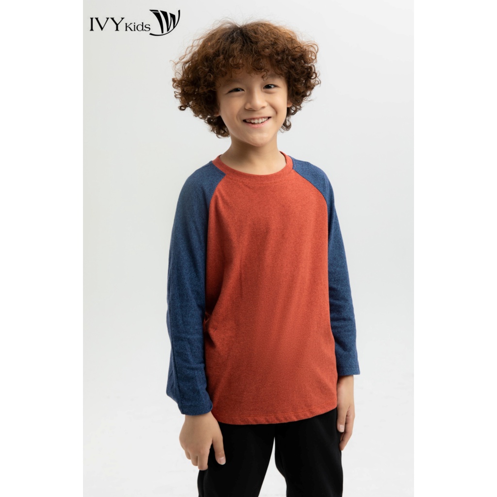 Áo thun bé trai phối màu IVY moda MS 58K1192