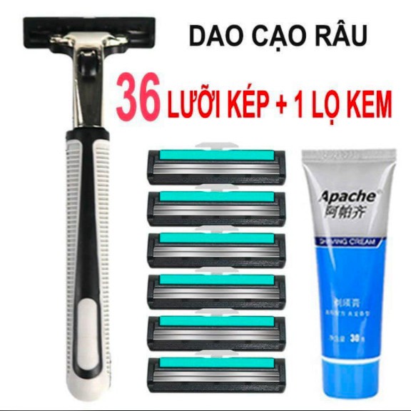 [ GIÁ SẬP SÀN ] Sét Dao Cạo Râu Kèm 36 Đầu Cạo Và Kem Cạo Râu