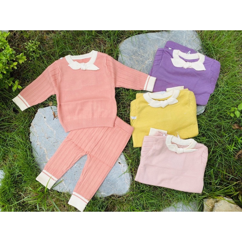 Bộ Len Cao Cấp Hàng Quảng Châu Cho Bé Gái Size 5-13kg