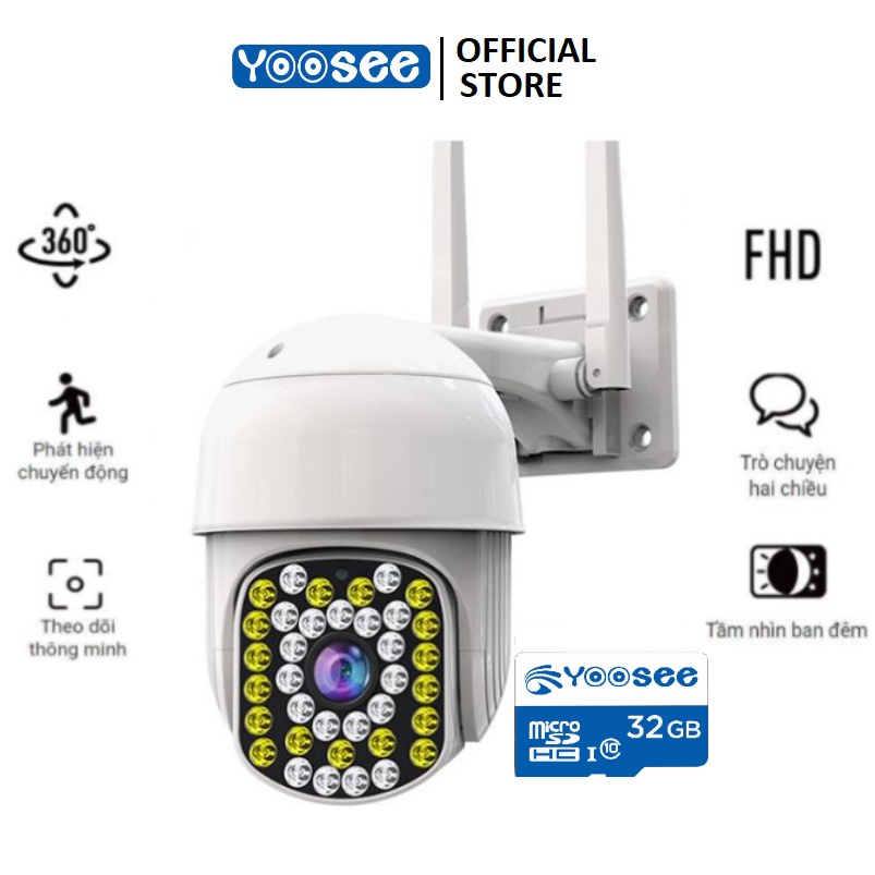 Camera yoosee wifi ngoài trời 5.0Mpx siêu nét FULL HD Xoay 360 đàm thoại 2 chiều Cảnh báo chuyển động BH 5 năm