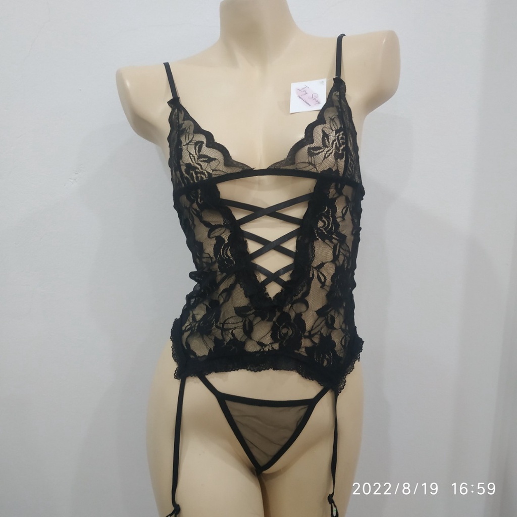 Bộ Đồ Ngủ Nữ Sexy Ren Kiểu Dáng Garter Corset Ren Liền Kẹp Tất - gc002 - Ivyshop  #99