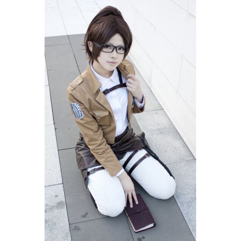 [Sẵn] Wig/tóc giả Ogino Chihiro hoặc Hange Zoe - Attack on Titan/vùng đất linh hồn một búi màu nâu [Miu Cosplay]