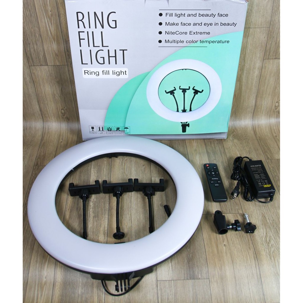 Đèn led ring size 45cm 3 chế độ đèn tích hợp 3 kẹp điện thoại