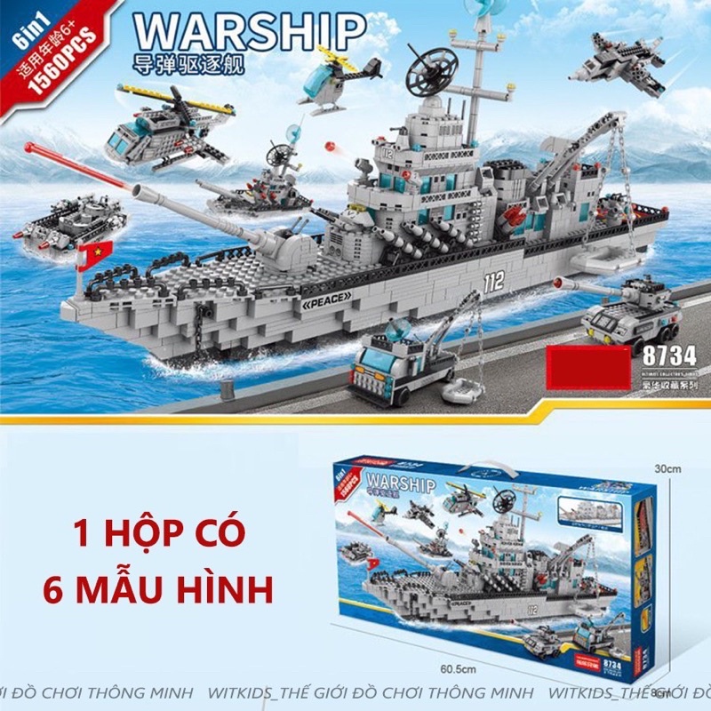 Bộ Đồ Chơi Lego Tàu Chiến Hạm 1560 PCS / Lắp Ghép Mô Hình Máy Bay Chiến Đấu WITKIDS