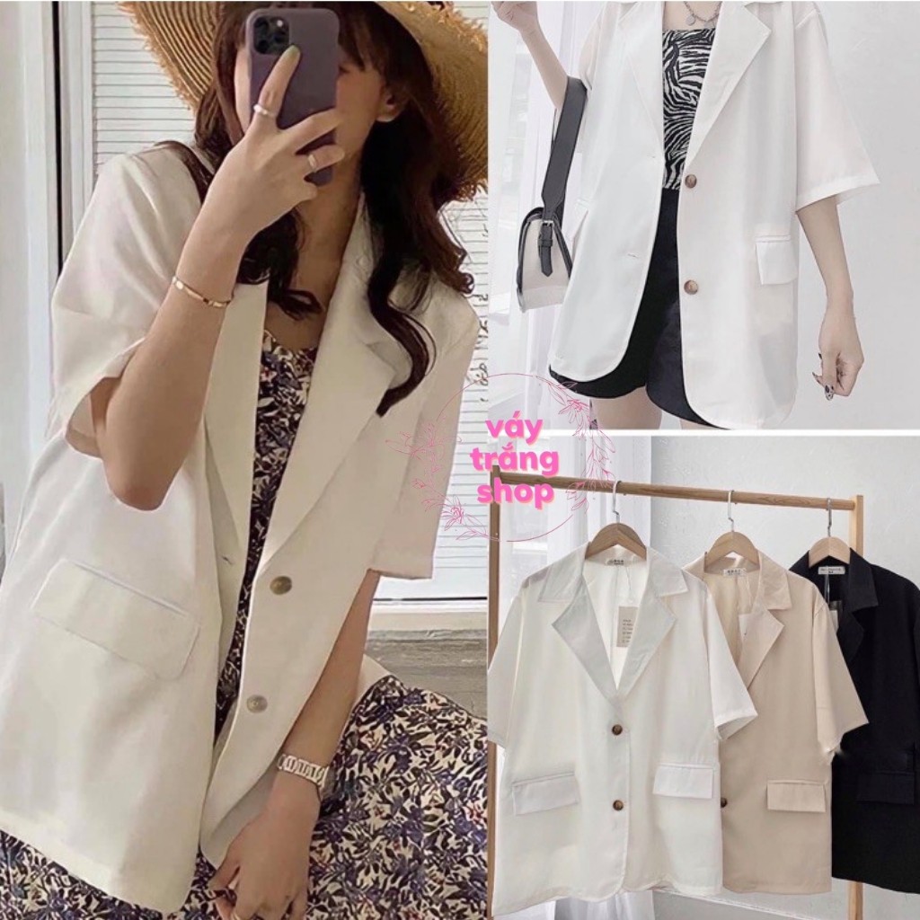 Áo blazer -  áo vest cộc tay chất tuyết hàn mềm mịn phong cách ulzzang hàn quốc siêu đẹp Váy trắng shop