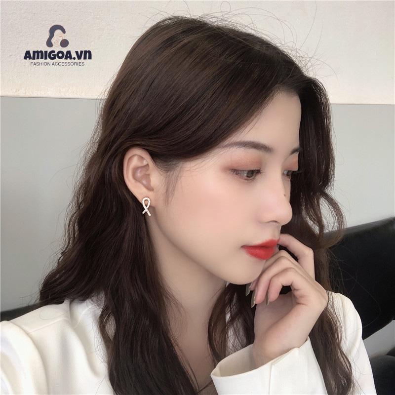 ✨✨Bông Tai Chuôi Bạc S925 ❤️FREESHIP❤️ Bông Tai Đính Đá Chéo Kiểu Mới Hàn Quốc