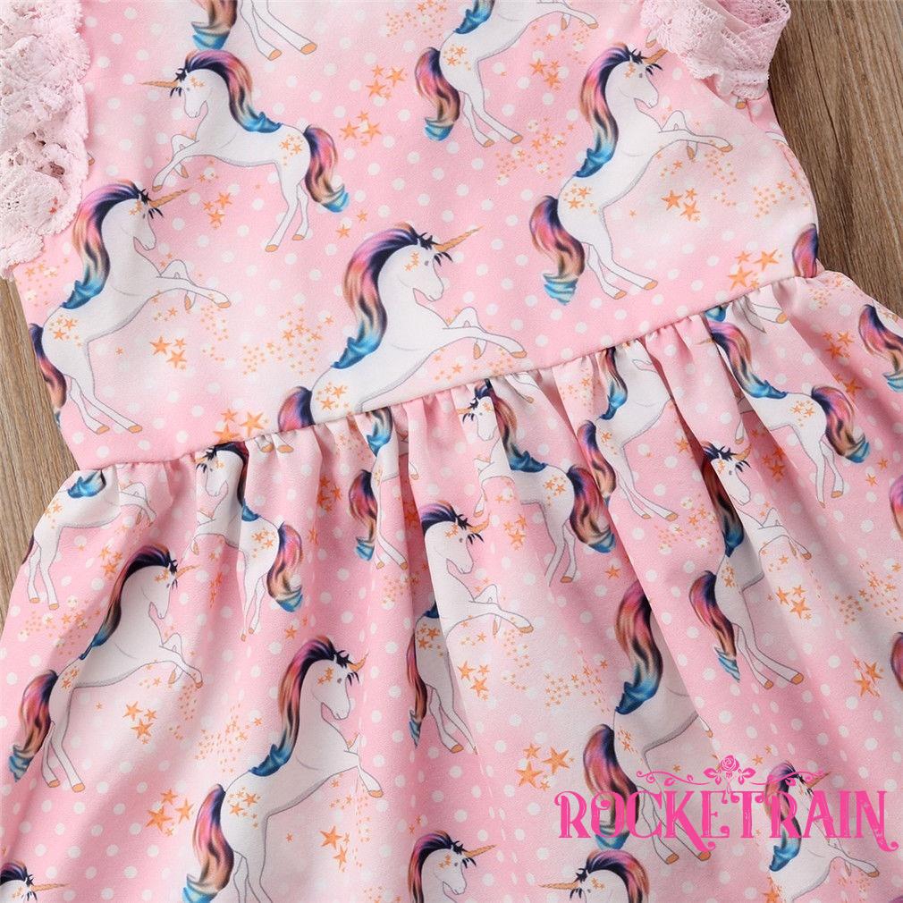 Đầm xoè Tutu phối ren hoa hoạ tiết kỳ lân đáng yêu cho bé