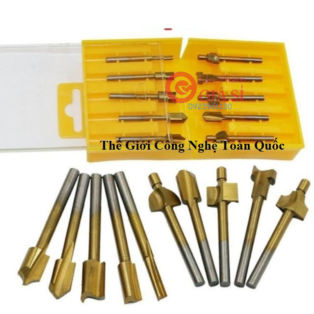 Bộ 10 Mũi Phay Gỗ Cán 3mm - Dụng Cụ Làm Lũa Dremel ❤️freeship❤️