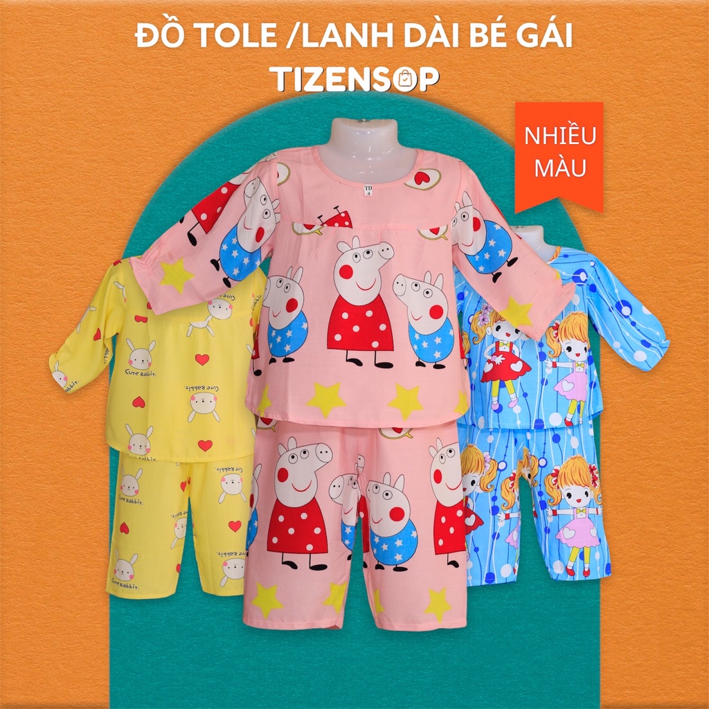 Đồ ngủ bé gái đồ ngủ vải tole lanh tay dài quần dài 1