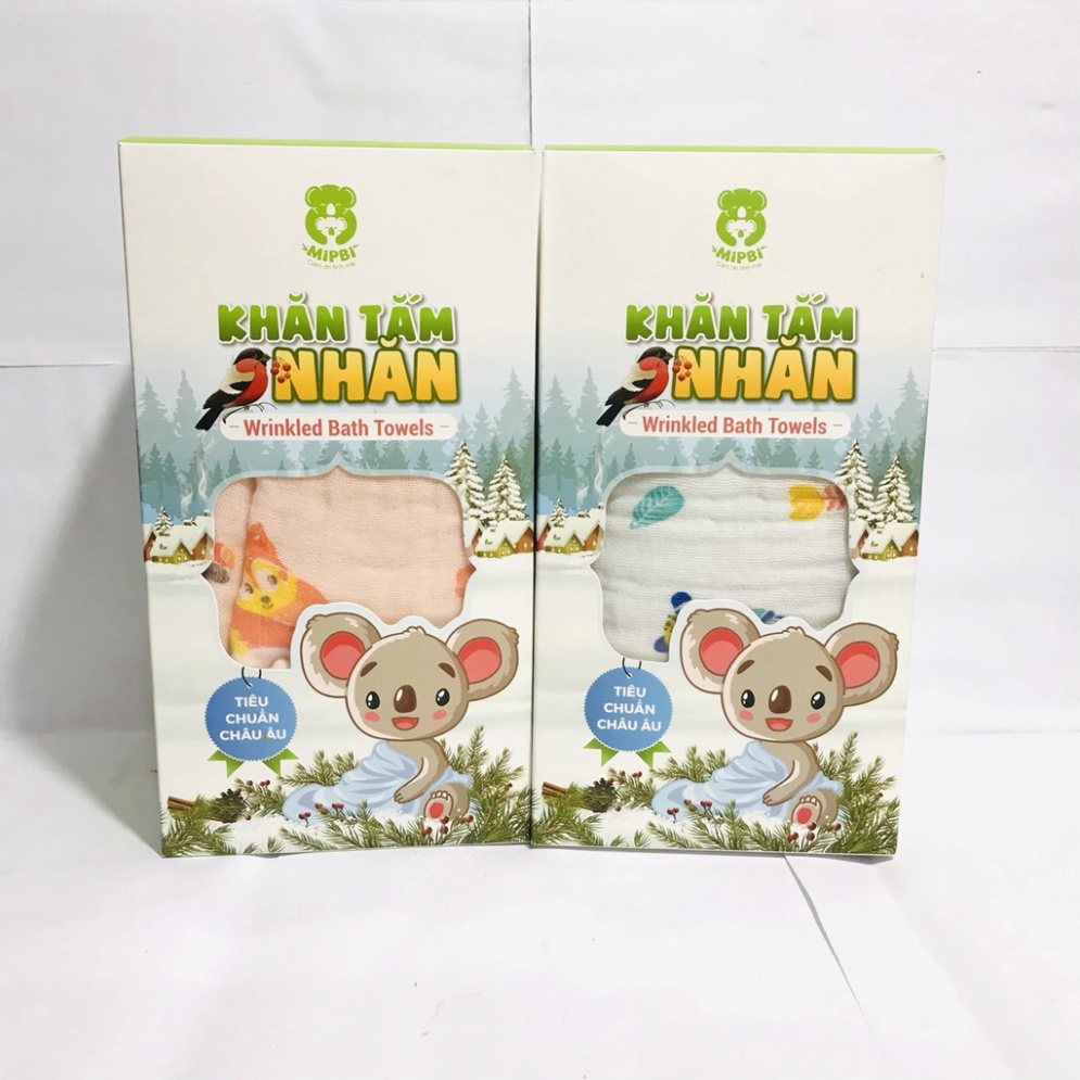 Khăn Tắm Nhăn Xô MIPBI  6 lớp siêu mềm cho bé