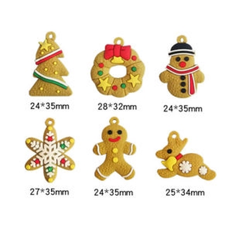 Bộ 6 mặt dây chuyền mini phong cách giáng sinh dễ thương treo cây thông trang trí giáng sinh