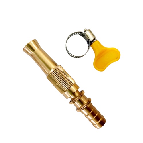 Đầu vòi xịt tăng áp lực nước mini bằng đồng tưới cây rửa xe cực mạnh kèm đai siết ống