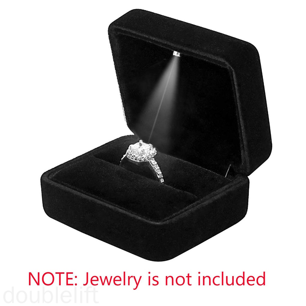 Hộp Đựng Nhẫn Cưới Bằng Nhung Có Đèn Led