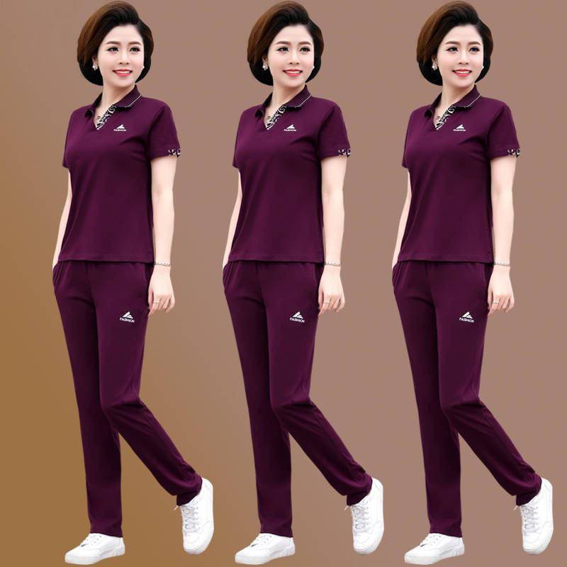 Bộ Đồ Thể Thao Mùa Hè Gồm 50 Món Tay Cộc Plus Size Cho Nữ Trung Niên 40 Tuổi