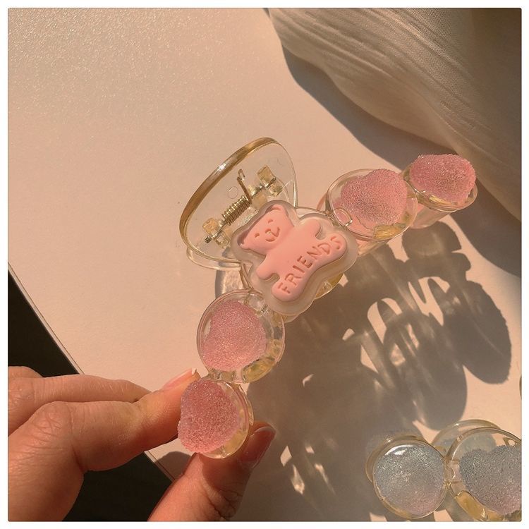 Jiashucheng Kẹp Gấu Gummy Gummy!Kẹp Tóc Hình Trái Tim / Cá Mập Hoạt Hình Màu Hồng Dễ Thương Cho Bé Gái