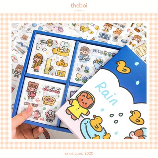 1 Tấm Sticker Mini Cô Bé Và Chú Gấu Đi Mưa Trang Trí Sổ Scrap Book theboiofficial