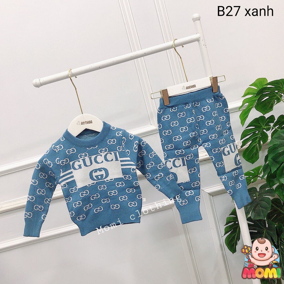 Bộ len GUCCI chữ cho bé trai -B27 - CAM KẾT HÀNG QUẢNG CHÂU CAO CẤP LOẠI 1