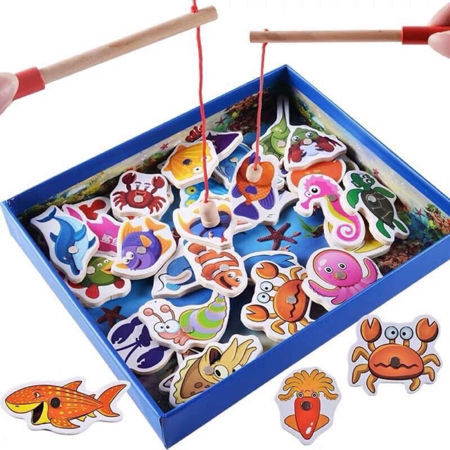 BỘ ĐỒ CHƠI CÂU CÁ NAM CHÂM BẰNG GỖ CHO BÉ