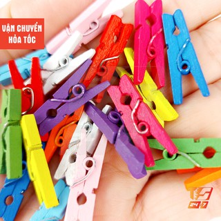 20 Kẹp Gỗ Mini Nhiều Màu Kẹp Ảnh 25mm Treo Tranh Ảnh, Trang Trí Thủ Công