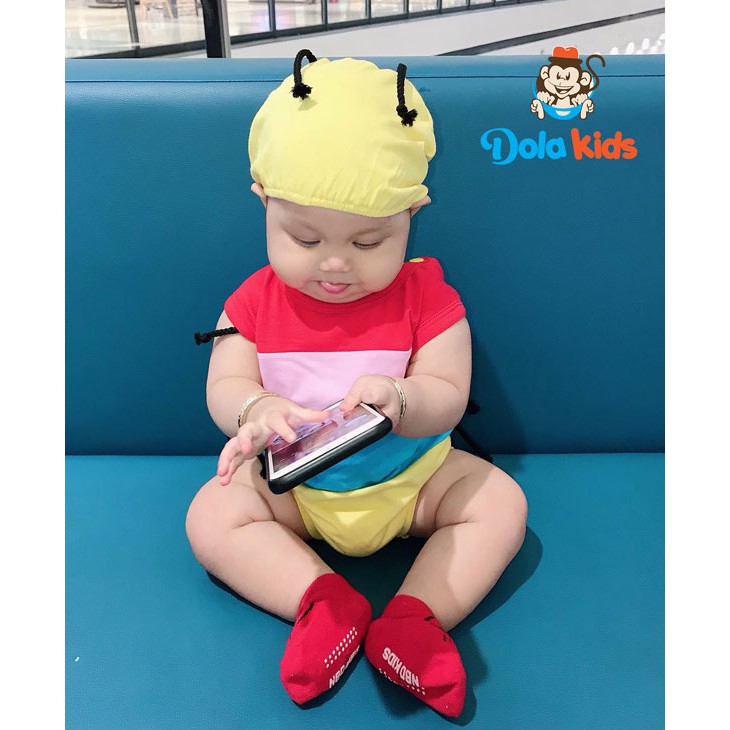 Bodysuit cho bé gái, bé trai sơ sinh 4-15kg hình Ong - DoLaKids