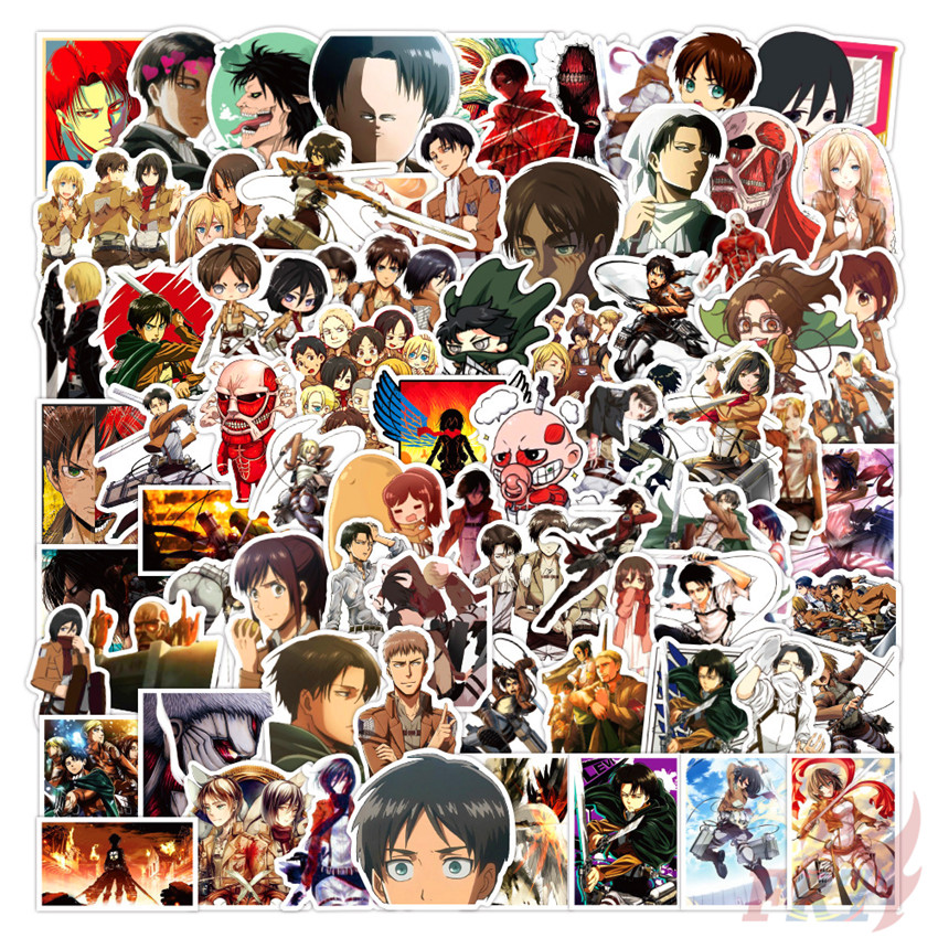 MIKASA Set 100 Nhãn Dán Trang Trí Hình Nhân Vật Trong Phim Attack On Titan