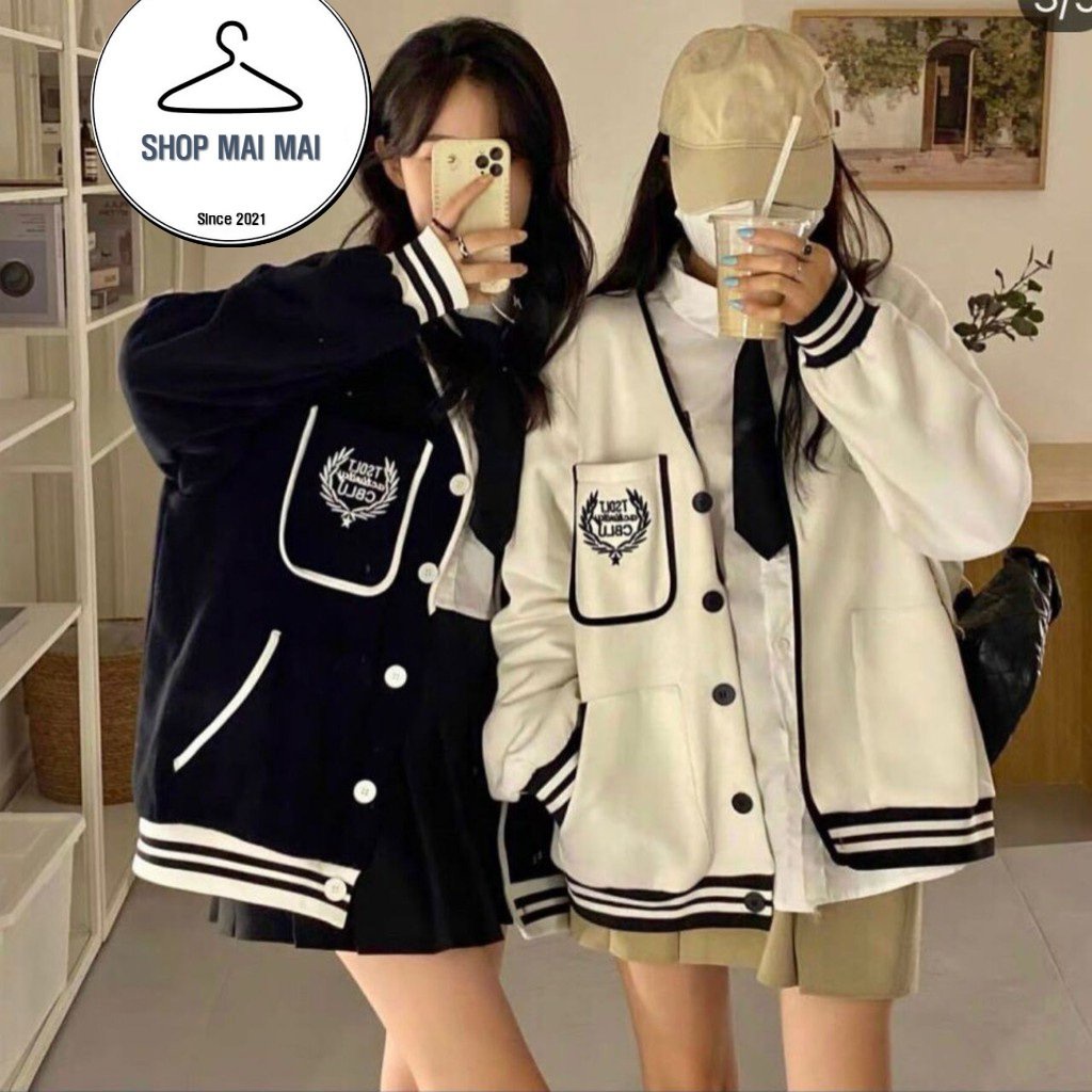 Áo Cardigan Nữ Viền CBLU, Áo Khoác Nỉ Cúc Cài Túi Trước Ngược