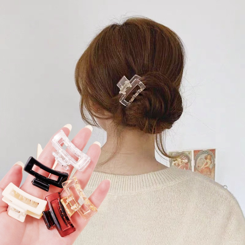 Kẹp Tóc Mini Hình Vuông Trong Suốt Đơn Giản Thời Trang Cho Nữ
