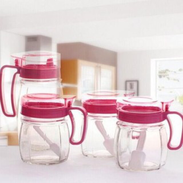 Bộ 5 hủ đựng gia vị thủy tinh có tay cầm | BigBuy360 - bigbuy360.vn